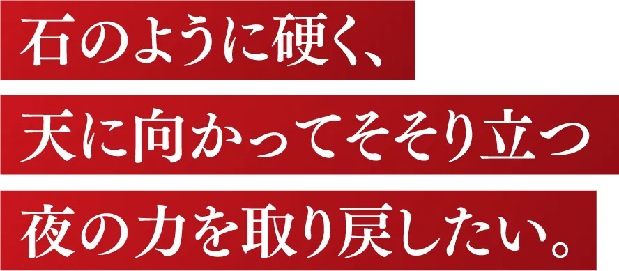 石のように硬く、天に向かってそそり立つ夜の力を取り戻したい。